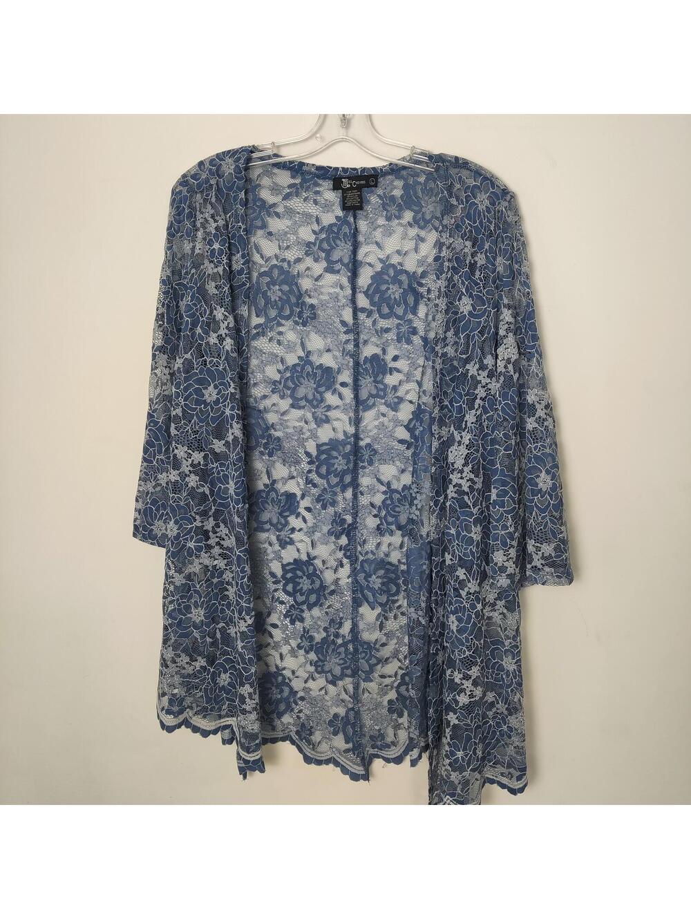 Miss Chievous Blue Floral Lace Kimono Cardigan Women’s Large